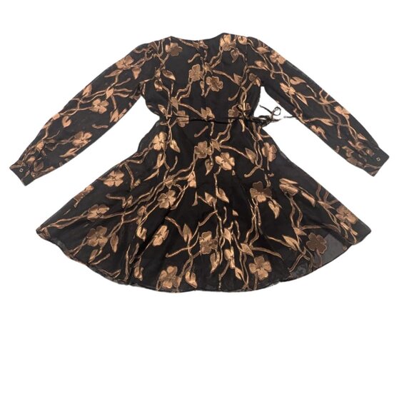 ⚡Tommy Hilfiger Black & Gold Floral Fit-and-Flare Dress – Size 4 – EUC - Picture 4 of 4